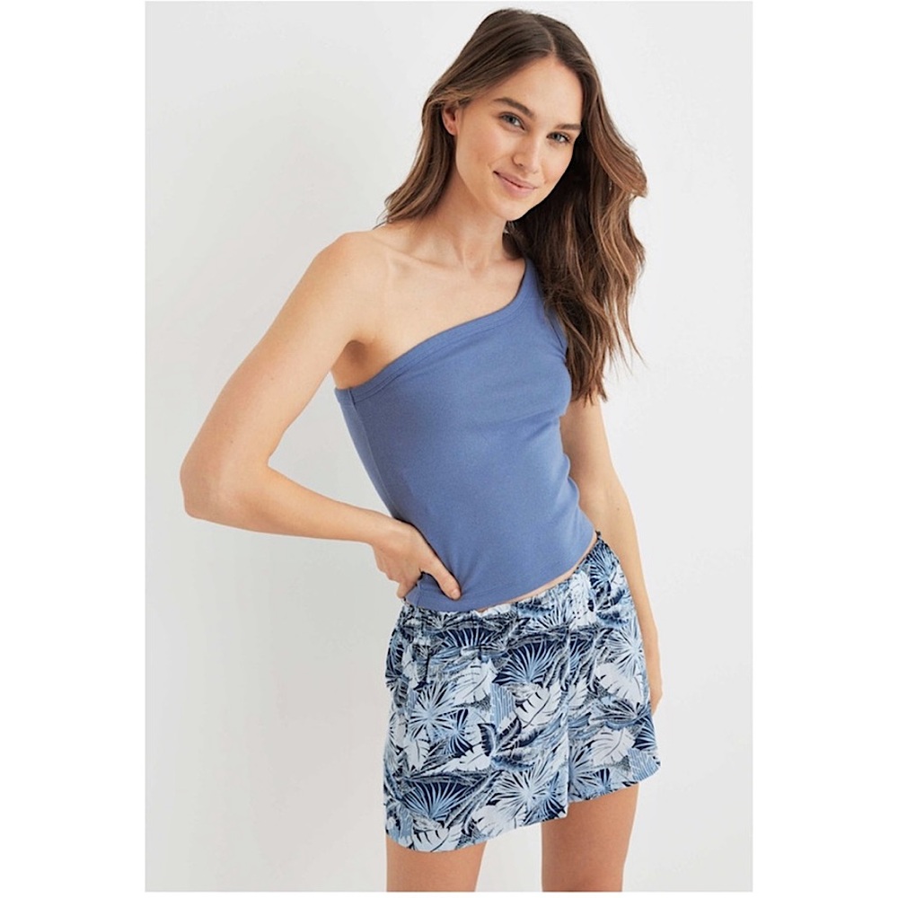 AERIE | TANLINES ONE SHOULDER COTTON TANK TOP